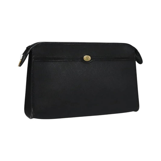 Christian Dior Vintage Honeycomb Zip Coated Canvas, Black, Canvas, Clutch