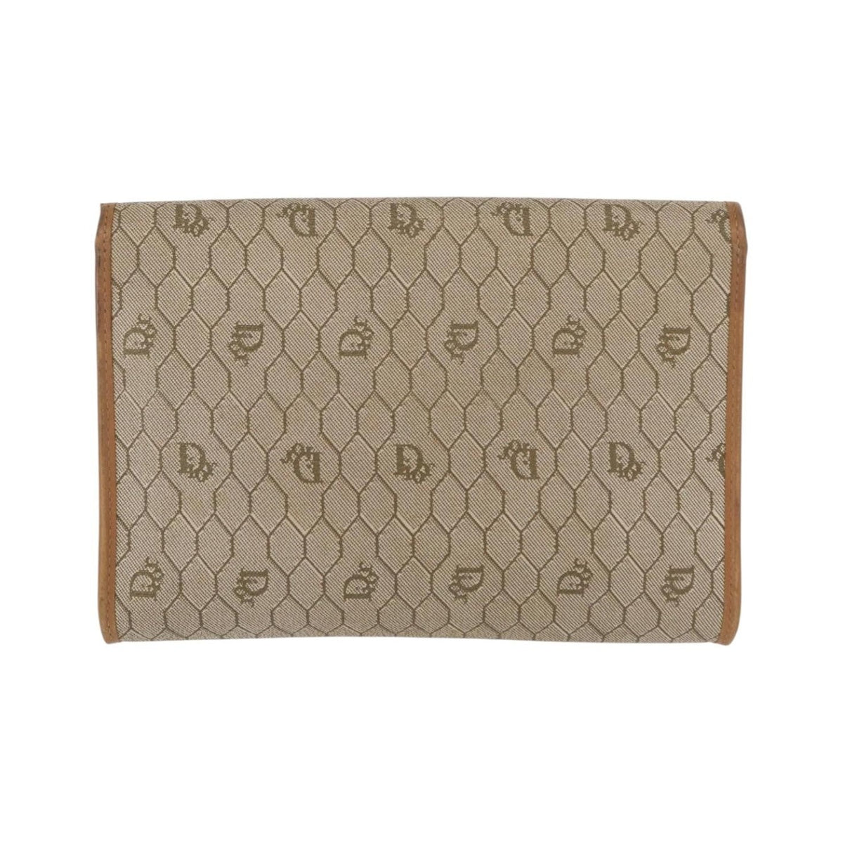 Christian Dior Vintage Honeycomb Zip Coated Canvas, Beige, Canvas, Clutch