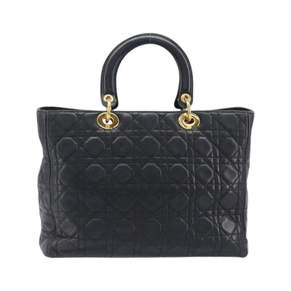 Christian Dior Vintage Lady Dior Cannage Quilt Lambskin, Black, Leather, Handbag