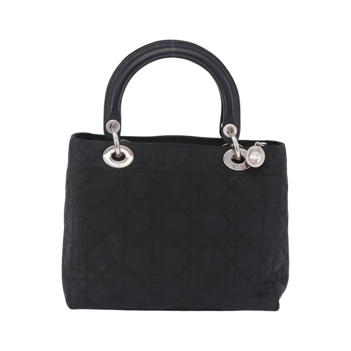 Christian Dior Vintage Lady Dior Cannage Quilt Nylon, Black, Nylon, Handbag
