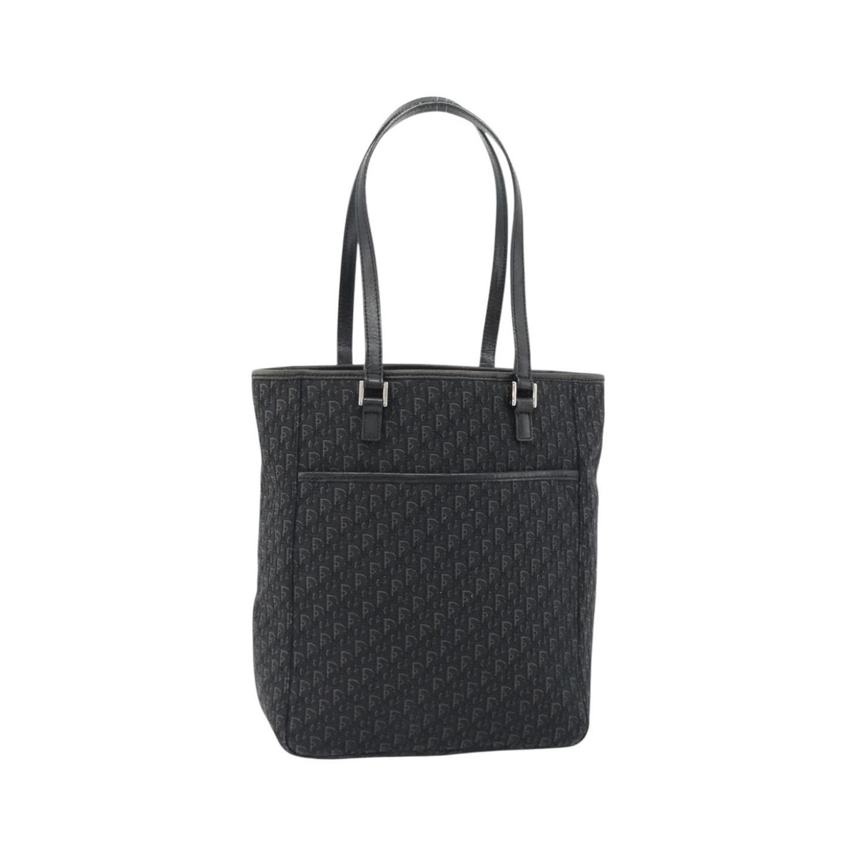 Christian Dior Vintage Open Pocket Diorissimo Canvas, Black, Canvas, Tote Bag