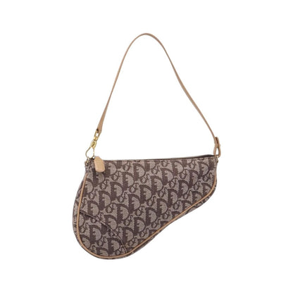 Christian Dior Vintage Saddle Bag Canvas, Brown, Canvas, Clutch