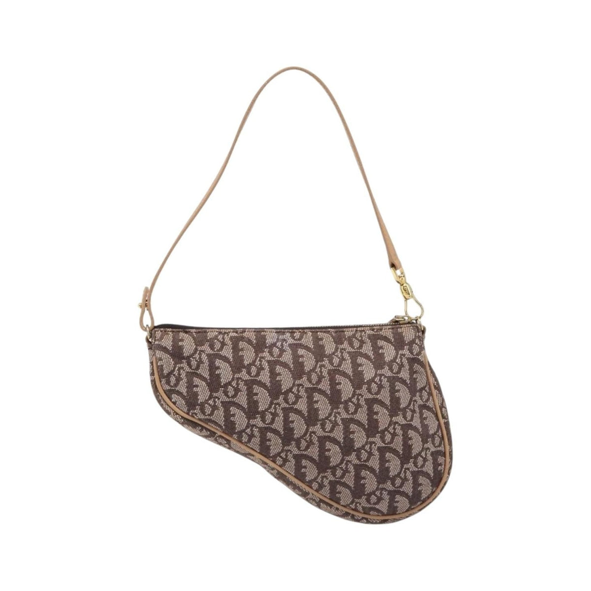 Christian Dior Vintage Saddle Bag Canvas, Brown, Canvas, Clutch