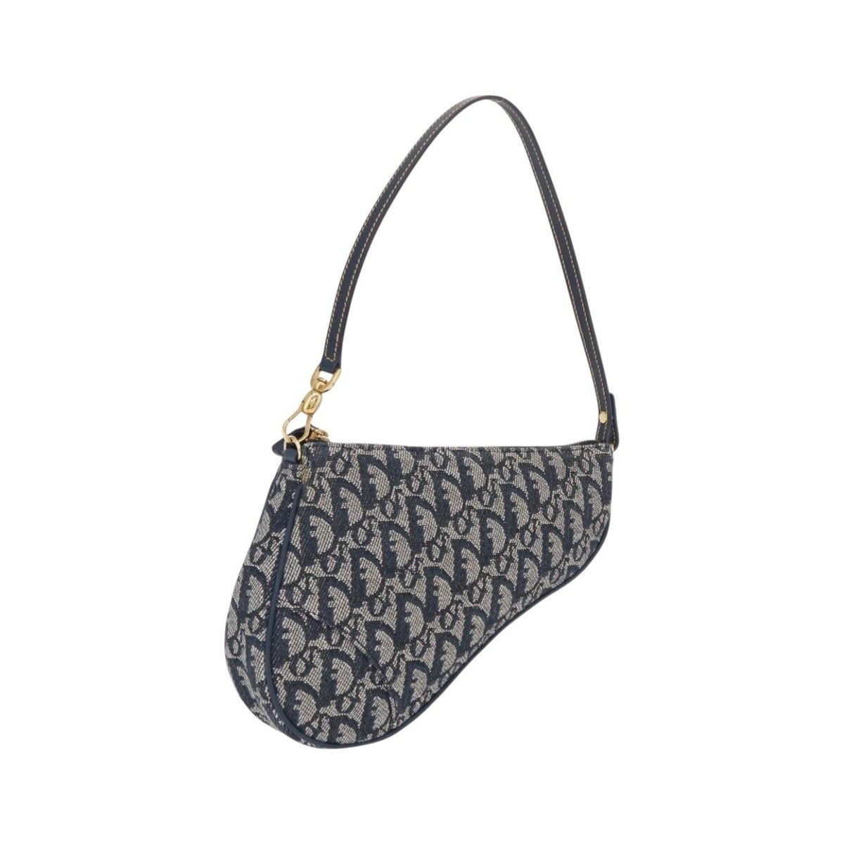 Christian Dior Vintage Saddle Bag Canvas, Navy, Canvas, Clutch
