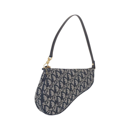 Christian Dior Vintage Saddle Bag Canvas, Navy, Canvas, Clutch