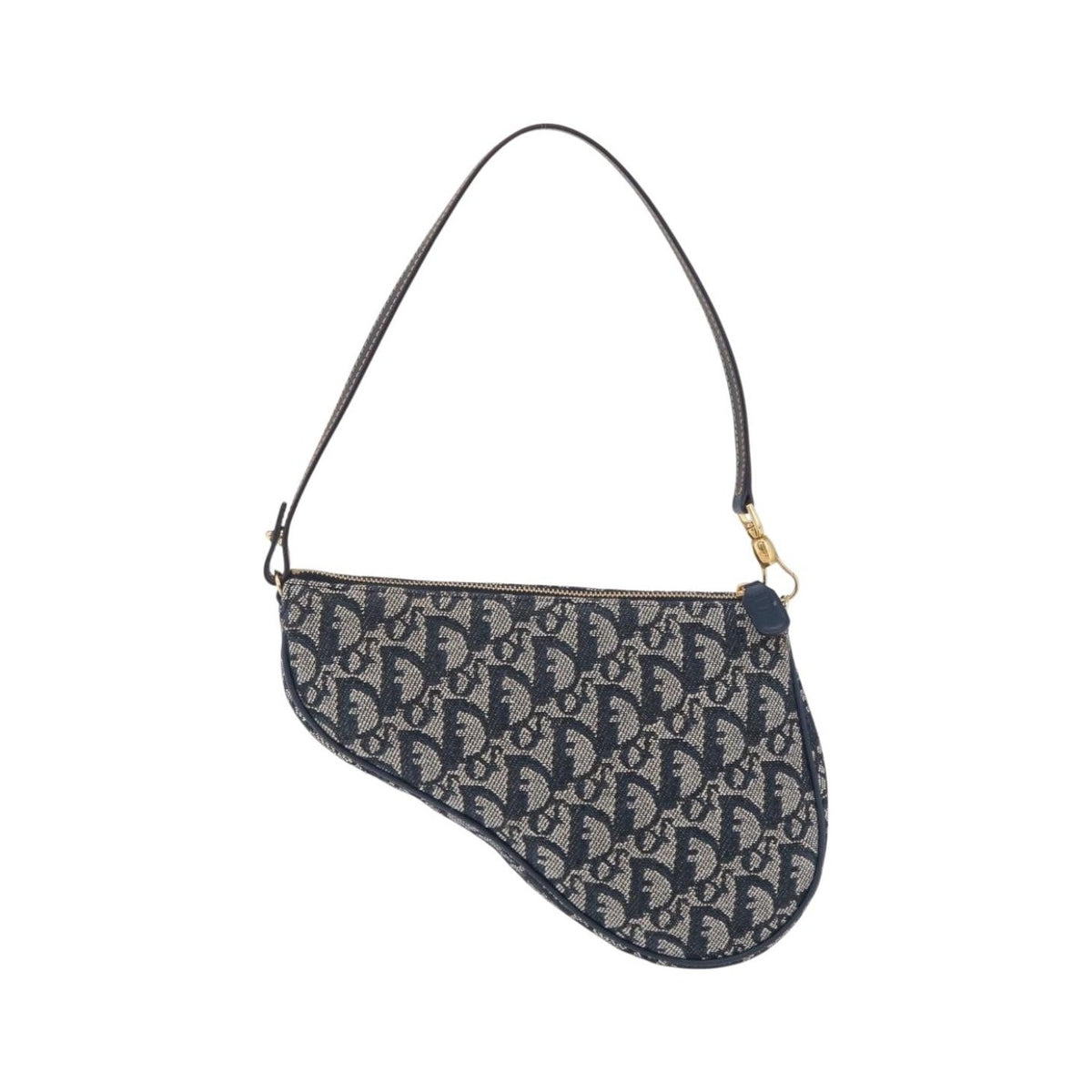 Christian Dior Vintage Saddle Bag Canvas, Navy, Canvas, Clutch