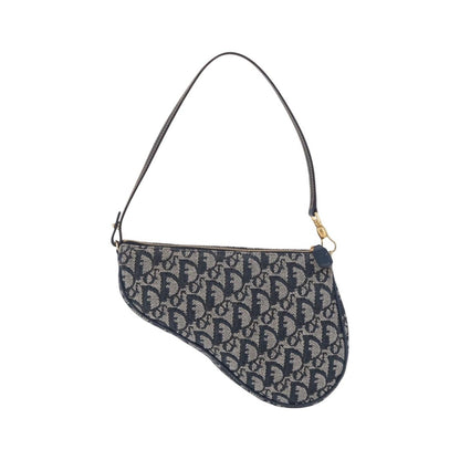 Christian Dior Vintage Saddle Bag Canvas, Navy, Canvas, Clutch