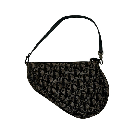 Christian Dior Vintage Saddle Diorissimo Canvas, Beige, Canvas, Shoulder Bag