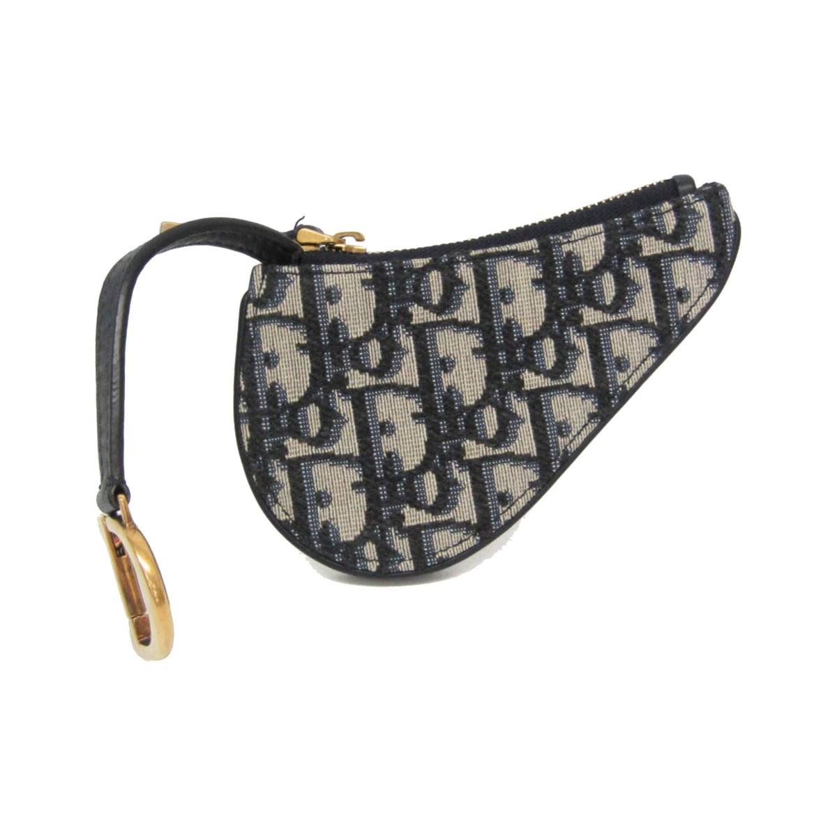 Christian Dior Vintage Saddle Zip Coin Purse Diorissimo Canvas, Navy, Canvas, Clutch