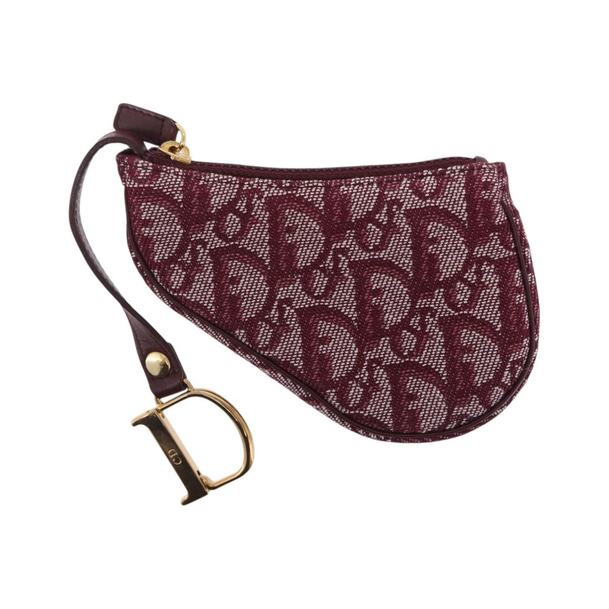 Christian Dior Vintage Saddle Zip Coin Purse Diorissimo Canvas, Red, Canvas, Clutch