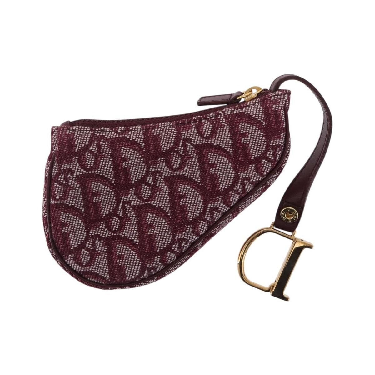 Christian Dior Vintage Saddle Zip Coin Purse Diorissimo Canvas, Red, Canvas, Clutch