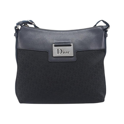 Christian Dior Vintage Street Chic Messenger Diorissimo Canvas and Leather, Black, Canvas, Handbag