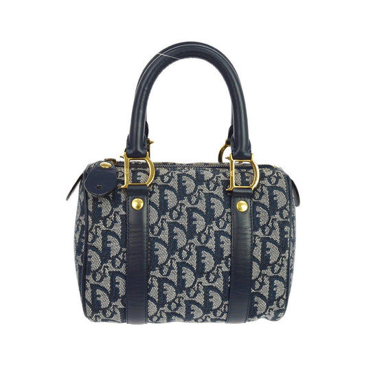 Christian Dior Vintage Trotter Boston Diorissimo Canvas, Navy, Canvas, Handbag