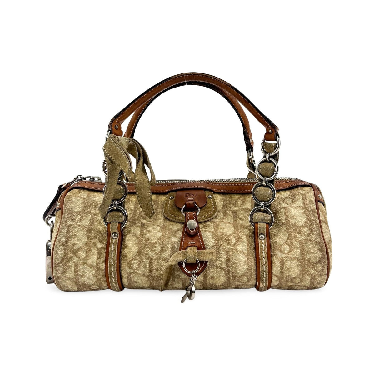 Christian Dior Vintage Trotter Romantique Boston Diorissimo Coated Canvas, Brown, Canvas, Handbag