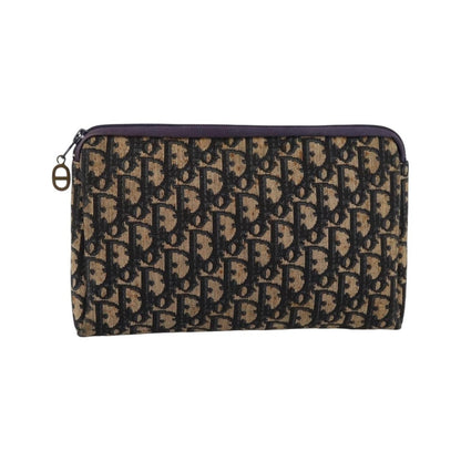 Christian Dior Wristlet Clutch Oblique Canvas, Navy, Canvas, Clutch