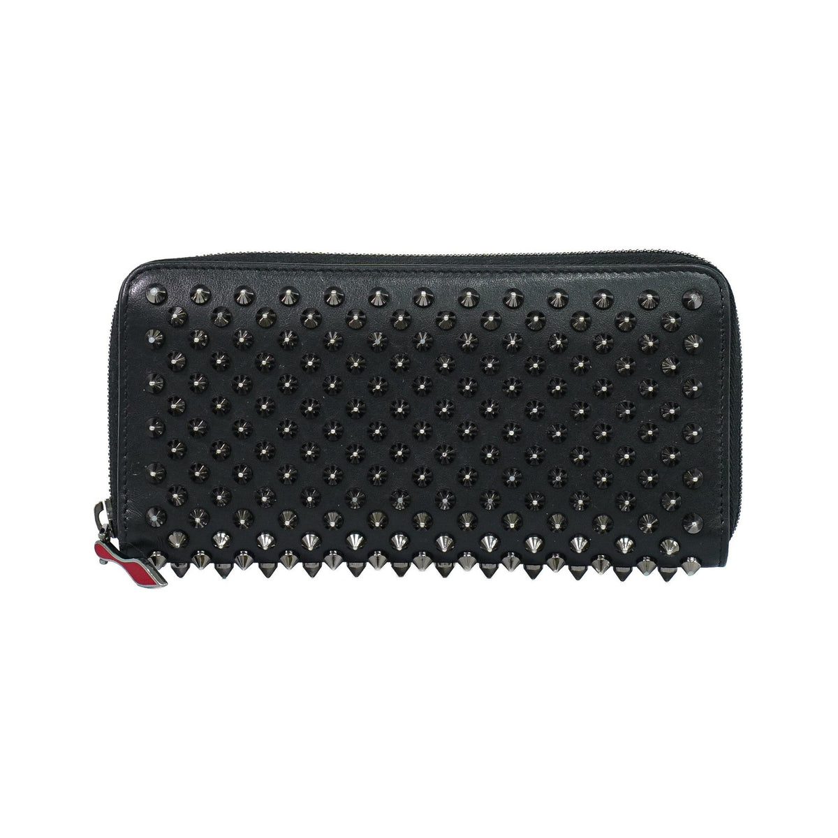 Christian Louboutin Panettone Spiked Leather, Black, Leather, Wallet
