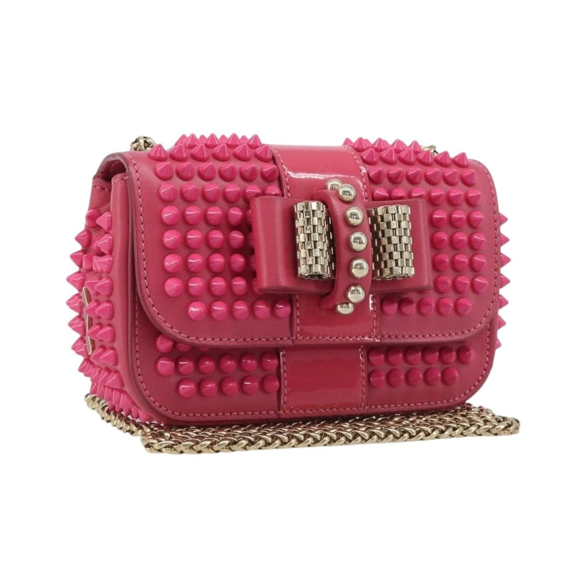 Christian Louboutin Sweet Charity Spiked Leather, Pink, Leather, Crossbody Bag