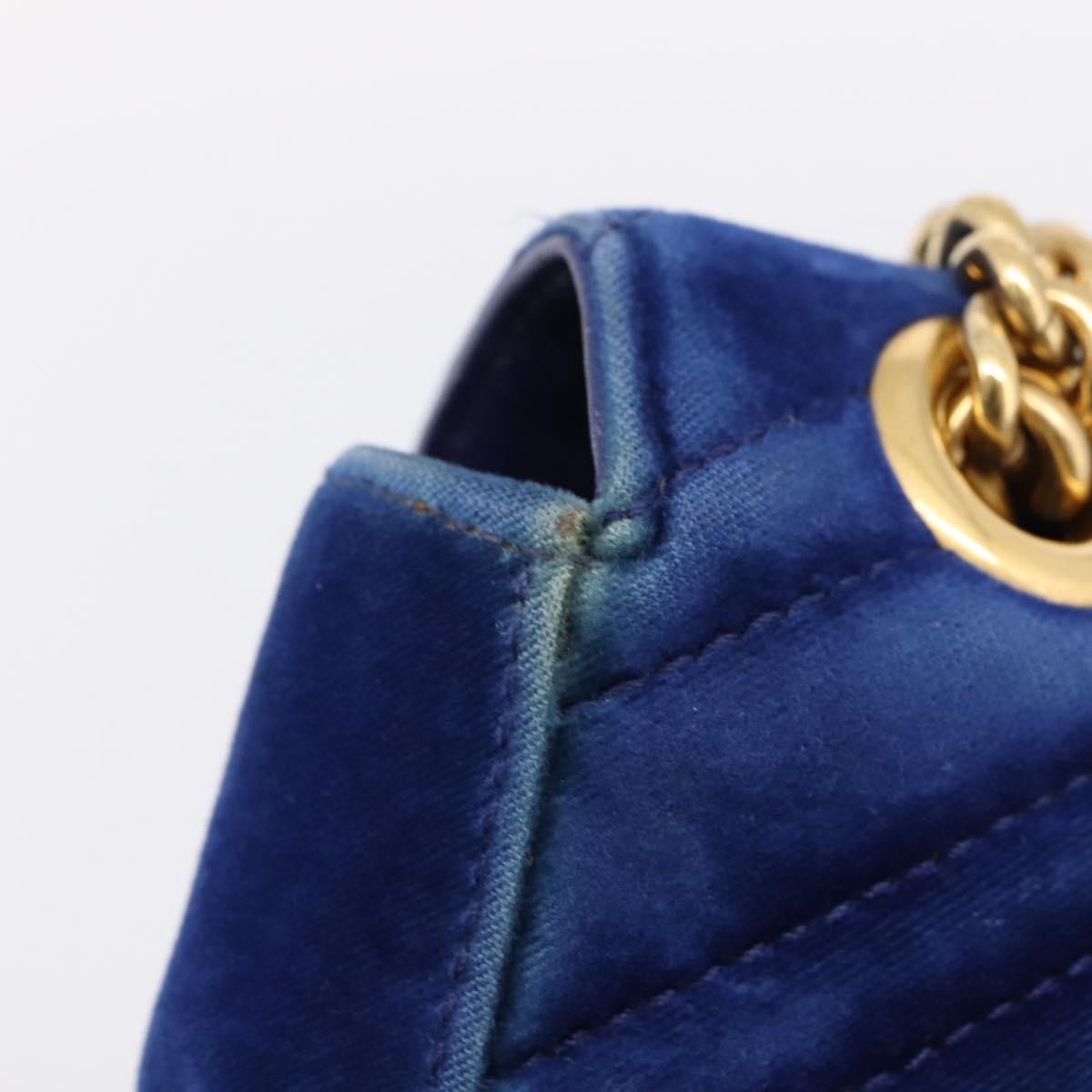 Gucci GG Marmont Matelassé Velvet, Blue, Velvet, Shoulder Bag