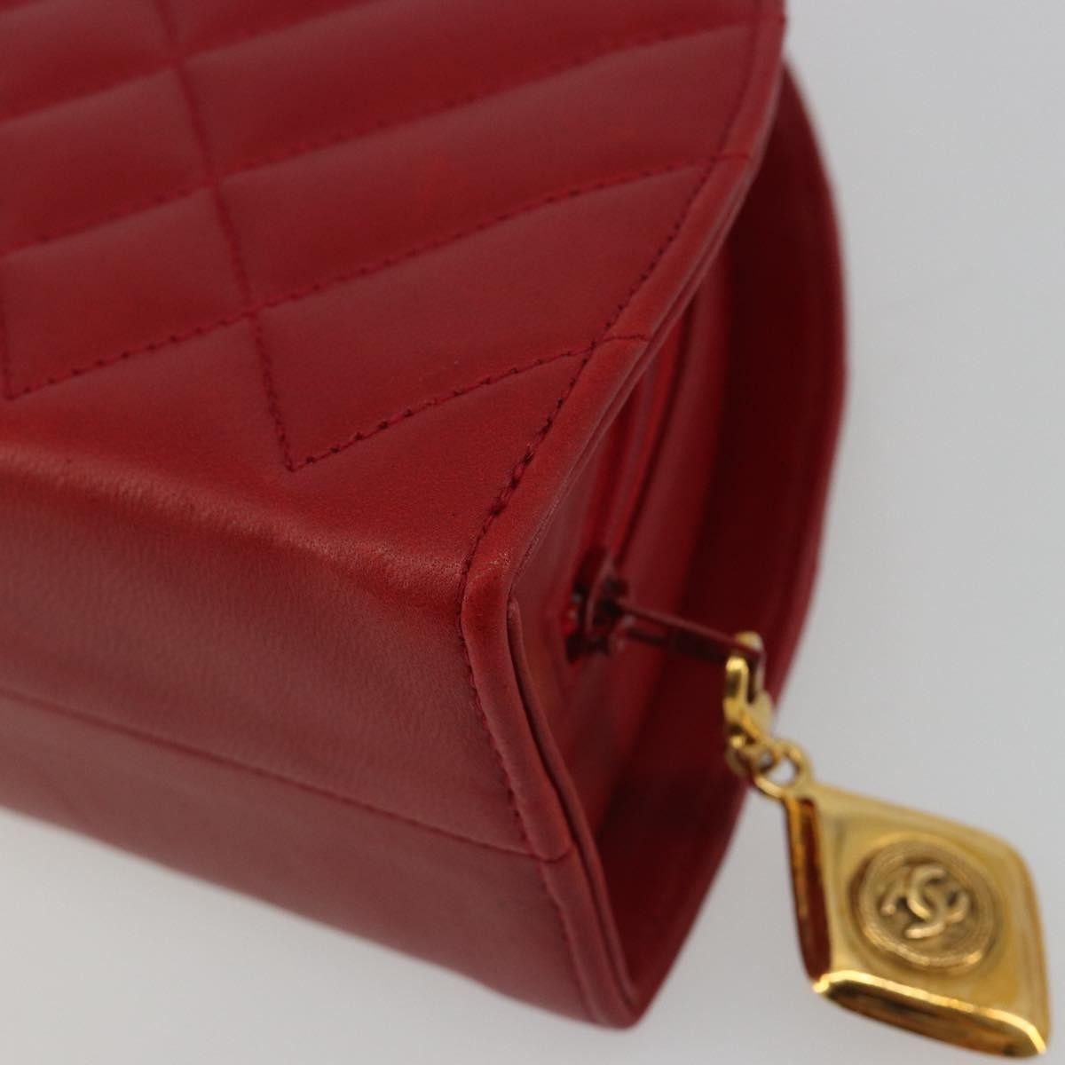 Chanel Vintage Chain Evening Mixed Quilt Lambskin, Red, Leather, Clutch