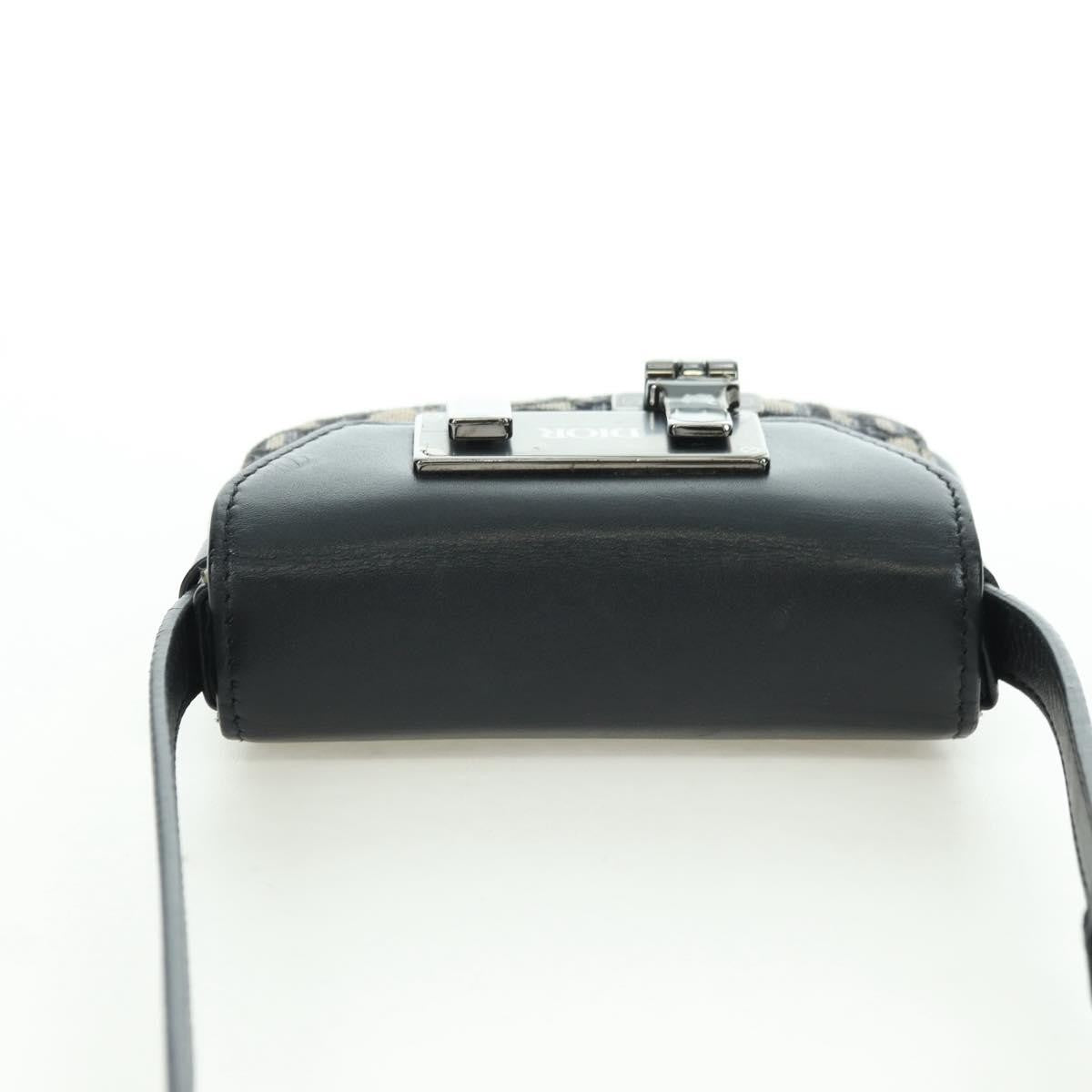 Christian Dior Clasp Lock Messenger Oblique Canvas and Leather, Navy, Canvas, Clutch