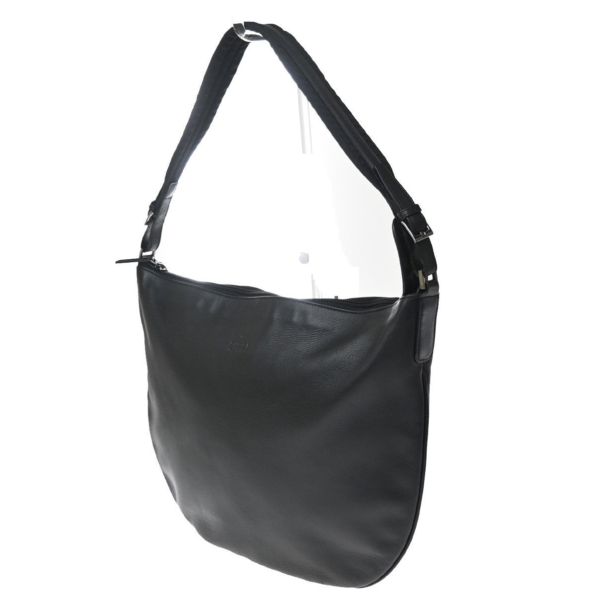 Gucci Vintage Web Half Moon Leather, Black, Leather, Shoulder Bag