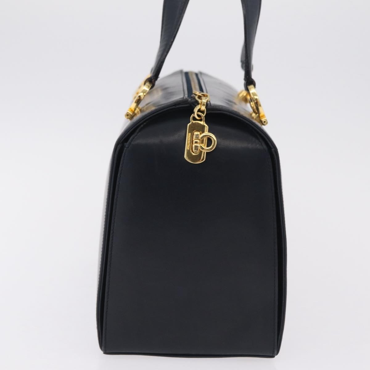 Salvatore Ferragamo Gancini Leather, Navy, Leather, Handbag