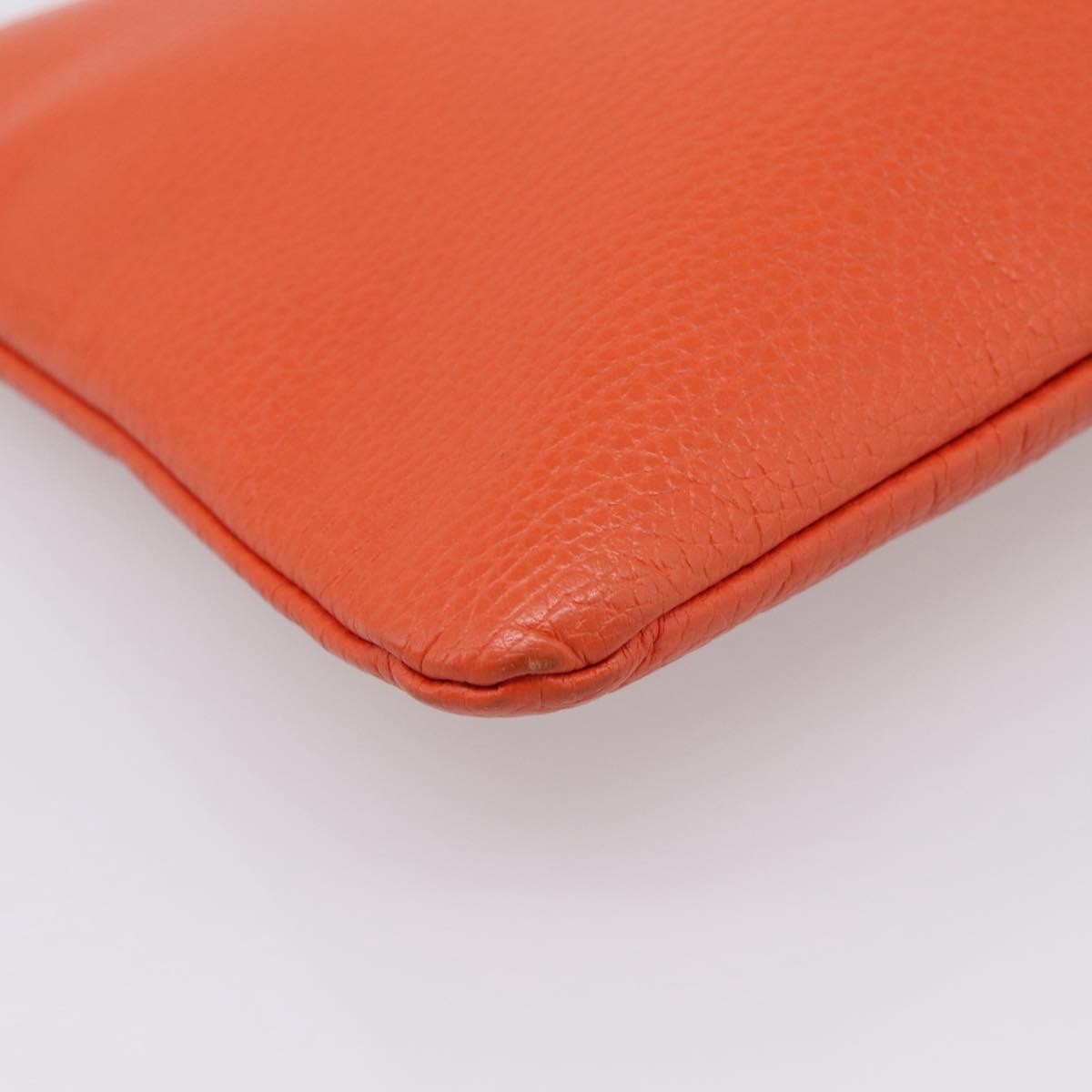 Gucci Bamboo Zip Pouch (Outlet) Leather, Orange, Leather, Clutch