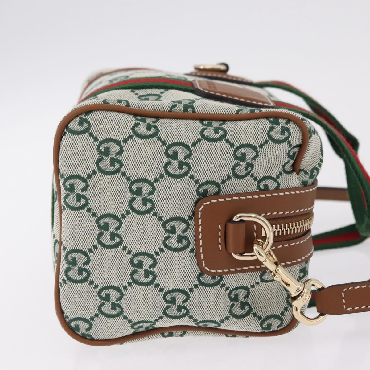 Gucci Web Boston GG Canvas, Green, Canvas, Handbag