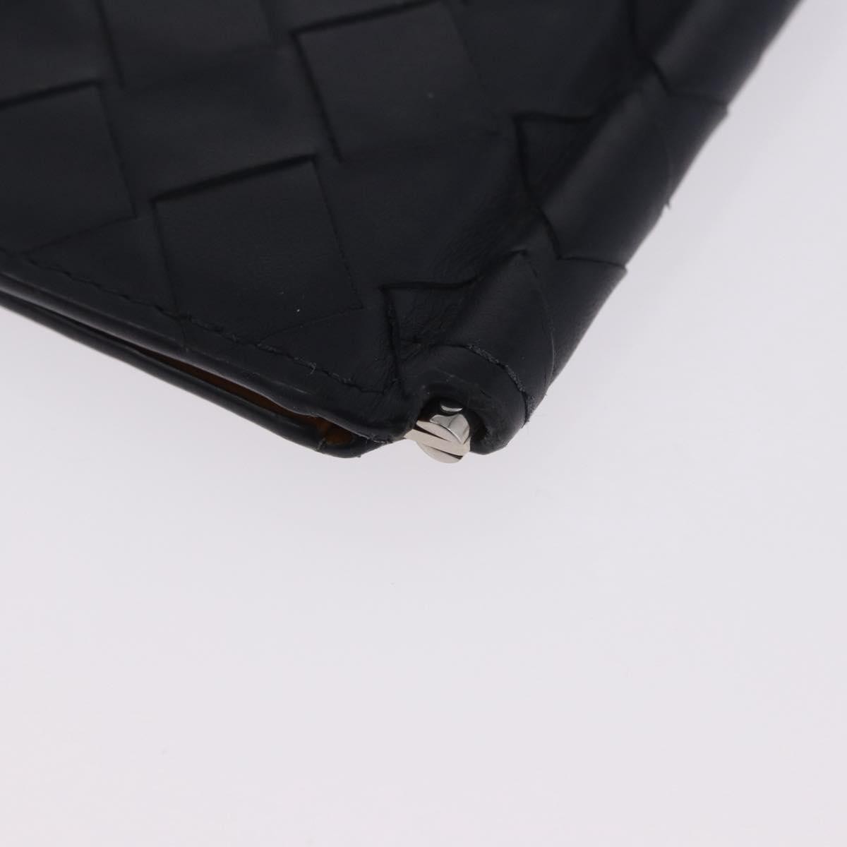 Bottega Veneta Bifold Card Holder Intercciato Leather, Navy, Leather, Card Holder