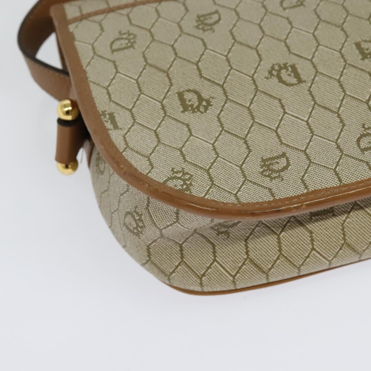 Christian Dior Vintage Honeycomb Canvas, Beige, Canvas, Shoulder Bag
