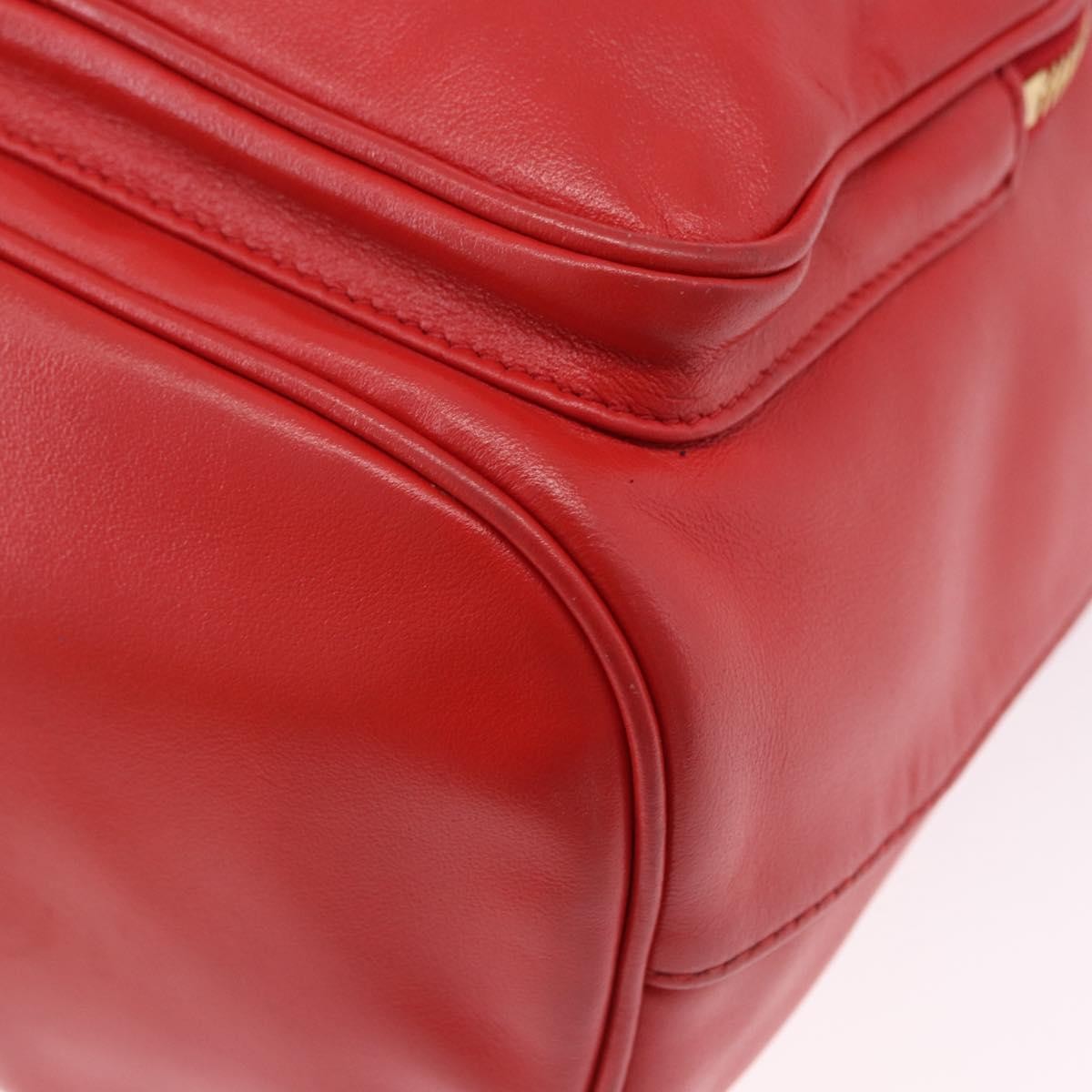 Prada Drawstring Pocket Bucket Soft Calf, Red, Leather, Shoulder Bag
