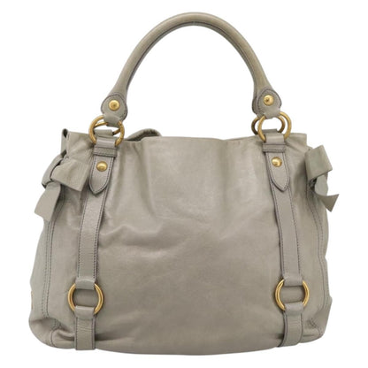 Miu Miu Bow Satchel Cervo Leather, Gray, Leather, Handbag