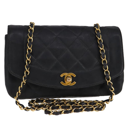 Chanel Vintage Diana Flap Bag Quilted Lambskin, BLACK, LEATHER, Shoulder bag