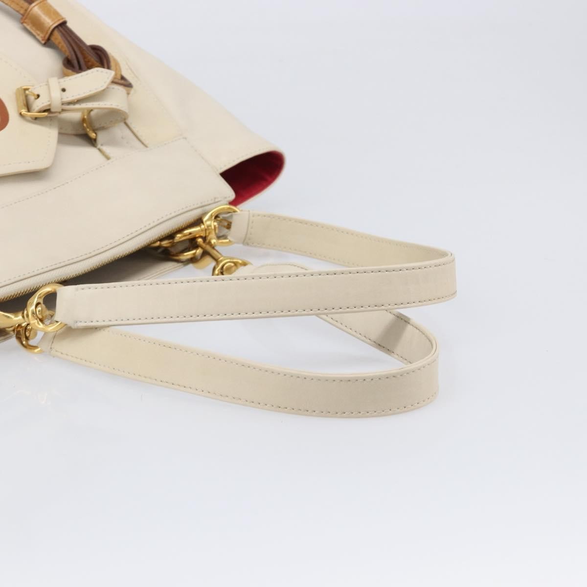 Chloe Eden Leather, White, Leather, Tote Bag