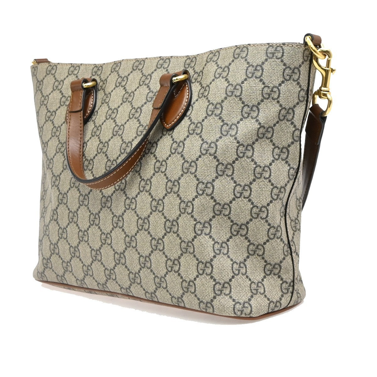 Gucci Convertible Soft GG Coated Canvas with Leather, Brown, Canvas, Tote Bag