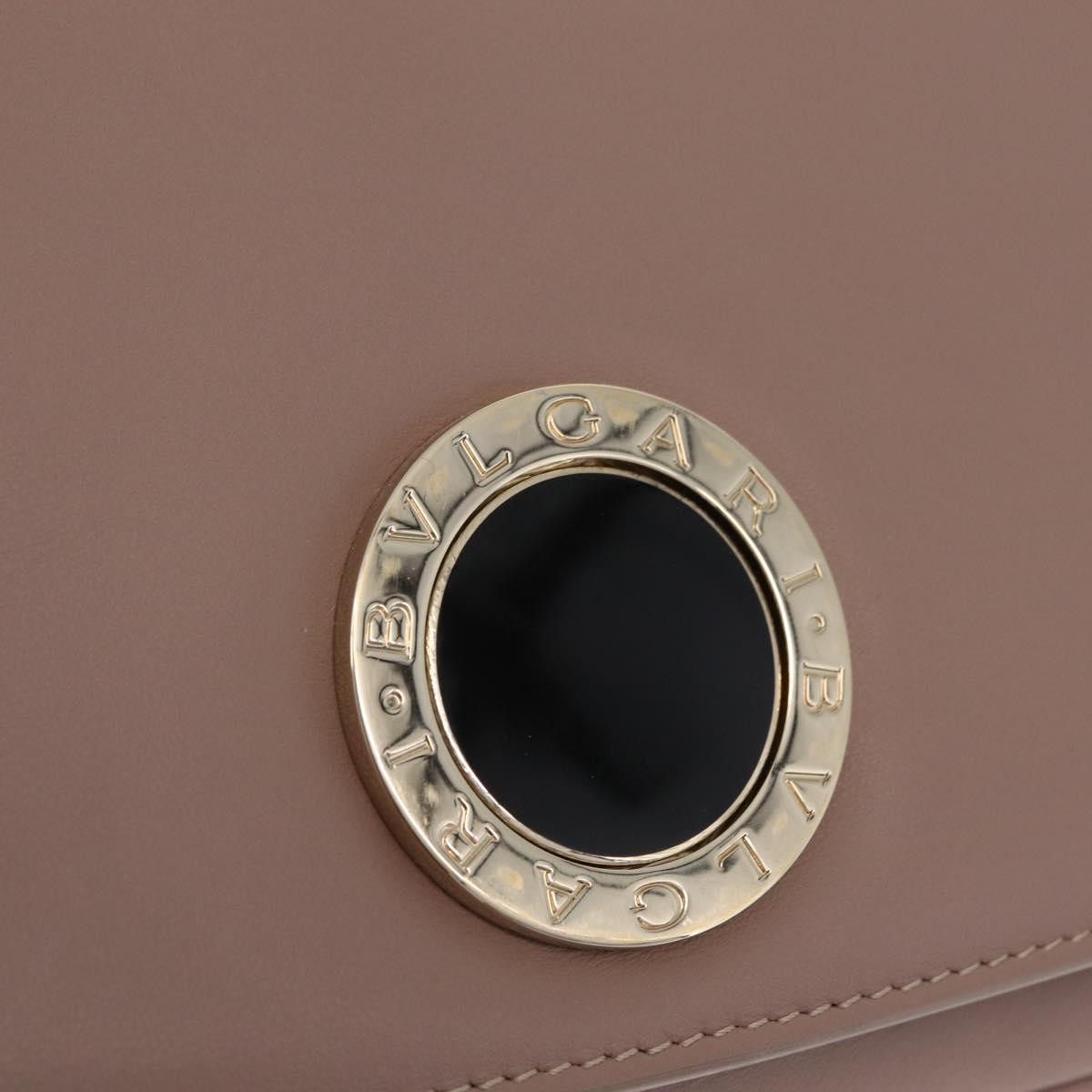 Bvlgari Signature Top Handle Leather, Beige, Leather, Handbag