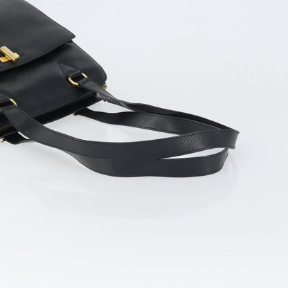 Celine Vintage turn lock shoulder Leather, Black, Leather, Handbag