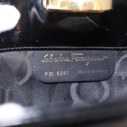 Salvatore Ferragamo Vintage Gancini Chain Patent Leather, Black, Patent Leather, Shoulder Bag