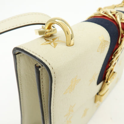 Gucci Sylvie Belt Leather, Beige, Calfskin, Handbag