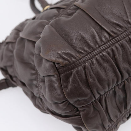 Prada Gaufre Nappa Leather, Brown, Leather, Tote Bag