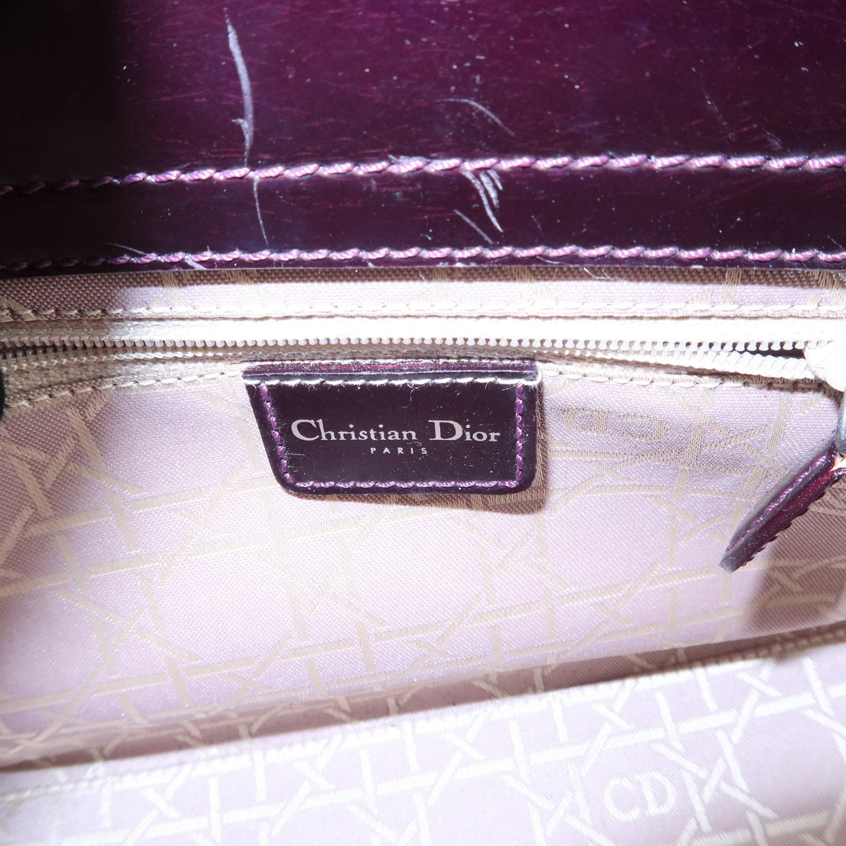 Christian Dior Handbag Leather, Purple, Patent Leather, Handbag