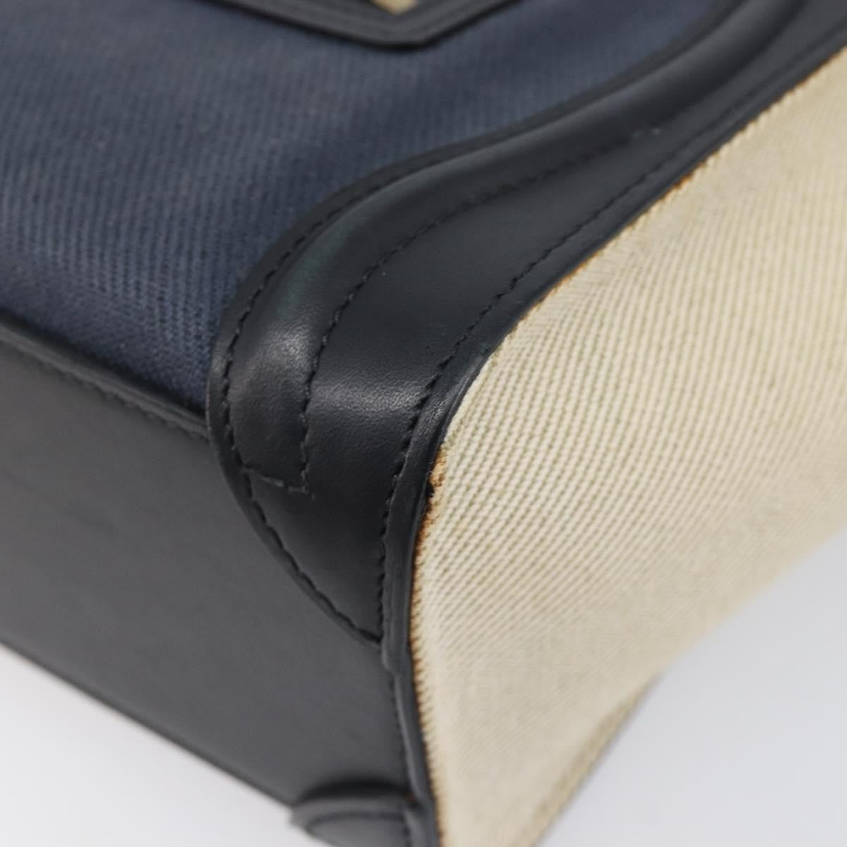 Celine Tricolor Luggage Canvas and Leather, Navy, Canvas, Handbag
