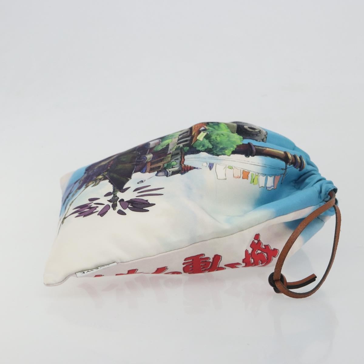 Loewe Paula Drawstring Printed Canvas, Blue, Nylon, Clutch
