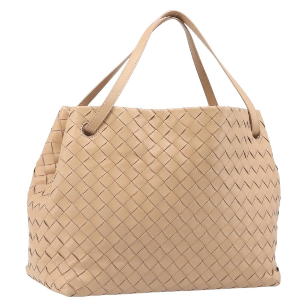 Bottega Veneta Garda Intrecciato Nappa, Beige, Leather, Handbag