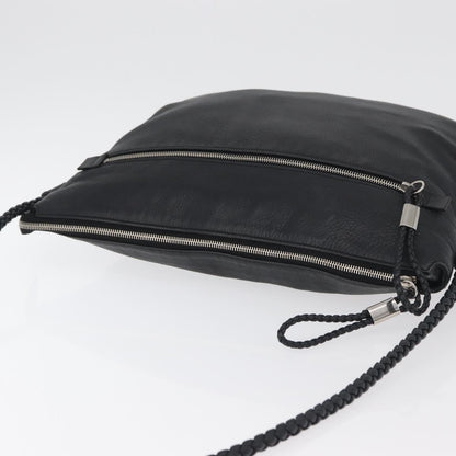 Gucci Braided Strap Zip Messenger Leather, Black, Leather, Crossbody Bag