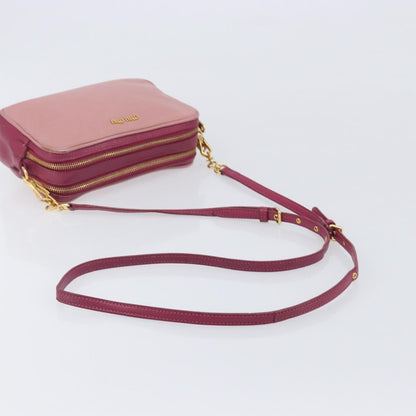 Miu Miu Madras Double Zip Leather, Pink, Leather, Crossbody Bag