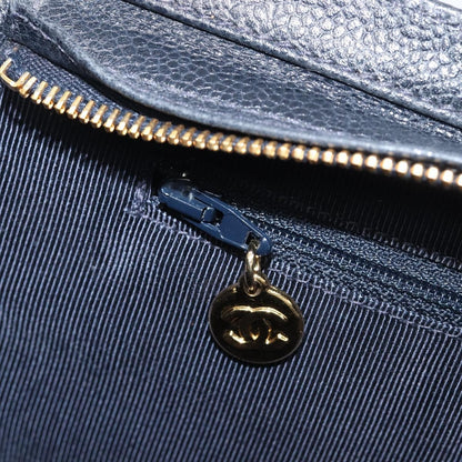 Chanel Vintage Zipped Chain Caviar, Black, Leather, Tote Bag