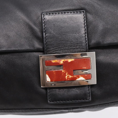 Fendi Mamma Baguette Zucca Jacquard Velvet, Black, Leather, Shoulder Bag