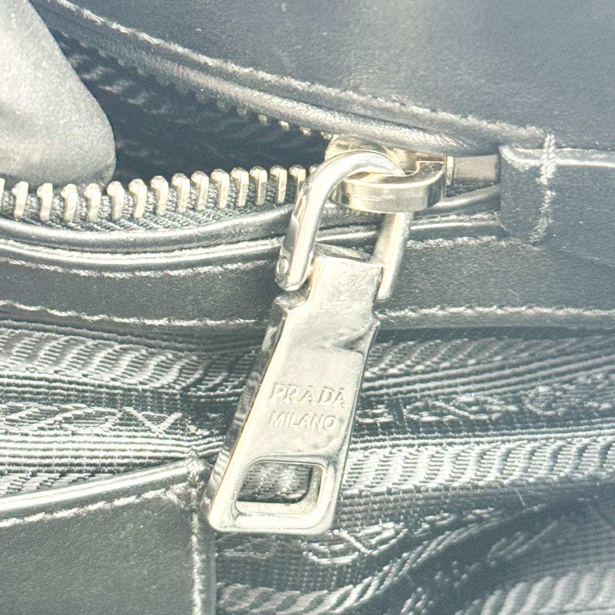 Prada Double Zip Convertible Soft Calf, Black, Leather, Tote Bag