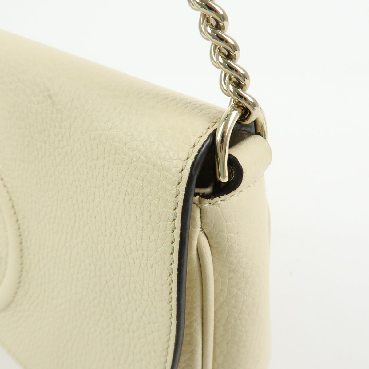 Gucci Soho Chain Leather, White, Leather, Crossbody Bag